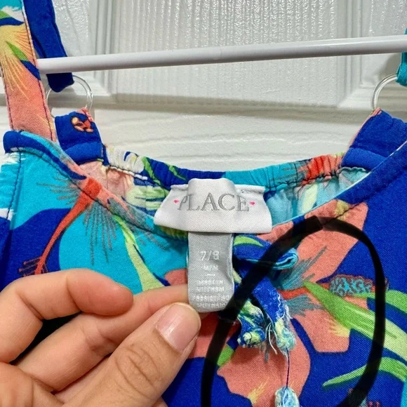 Girls Tropical Tiered Dress in Royal Blue - Picture 4 of 5